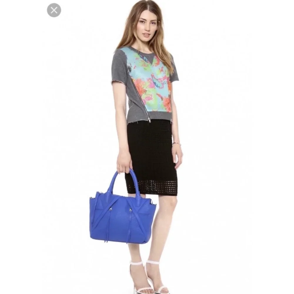 Christopher Kon Blue Pebbled Leather Satchel Bag with Dust Bag